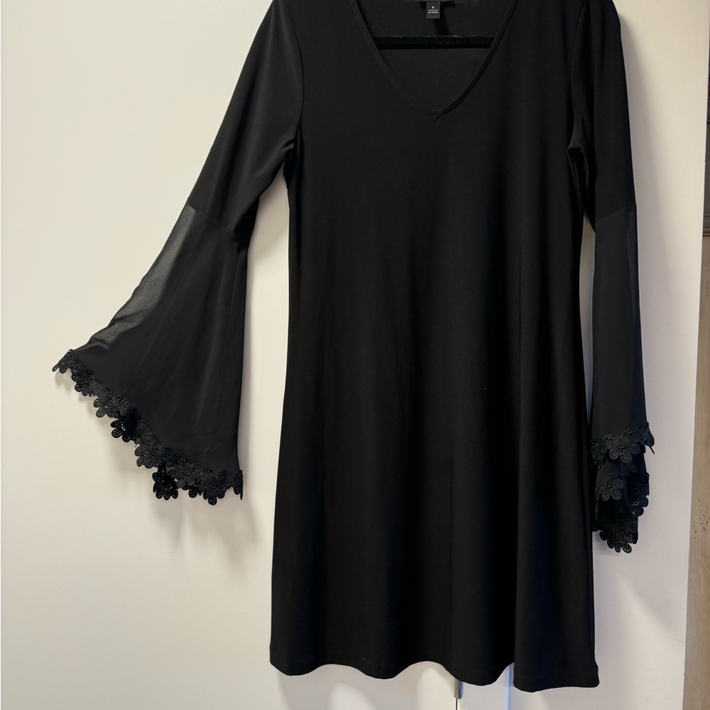 MSK Black Long Sleeve Dress with Lace Cuffs
